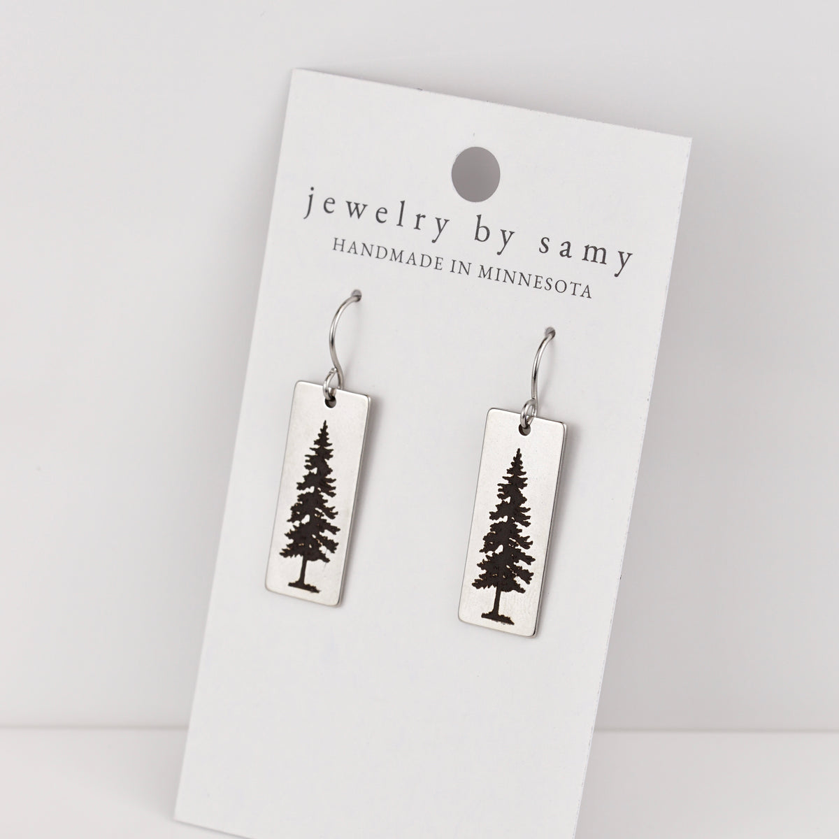 Engraved Pine Tree Earrings