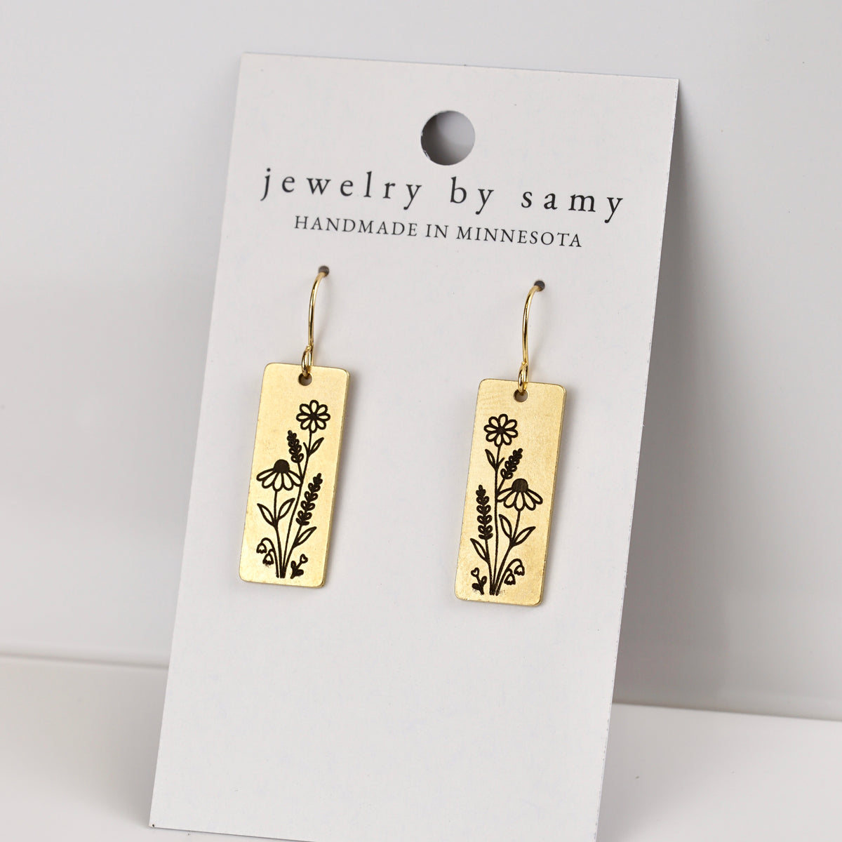 Engraved Wildflower Earrings