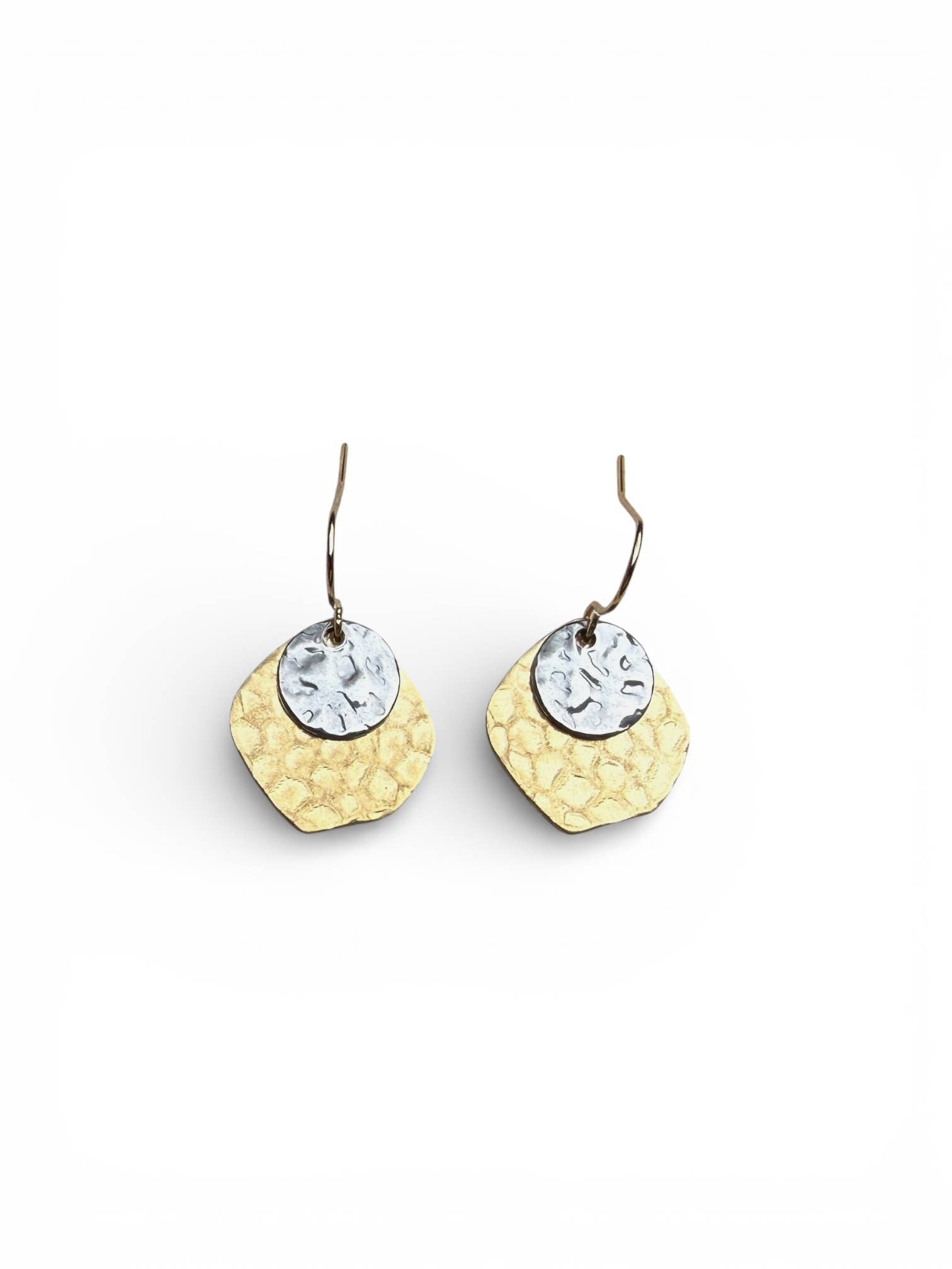 Mixed Metal Hammered Earrings – Gold Silver Jewelry
