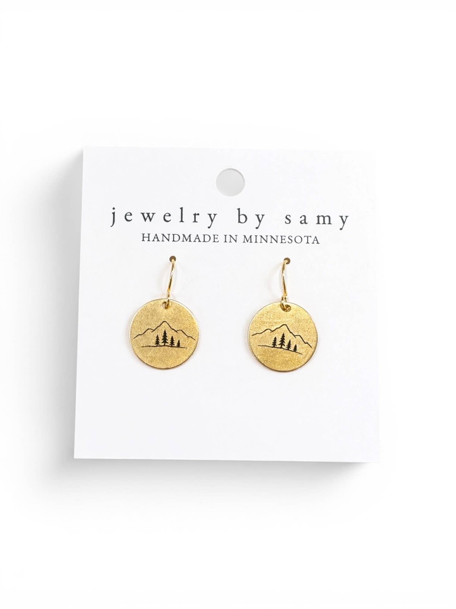 Mountain Pine Tree Engraved Earrings - Nature Jewelry