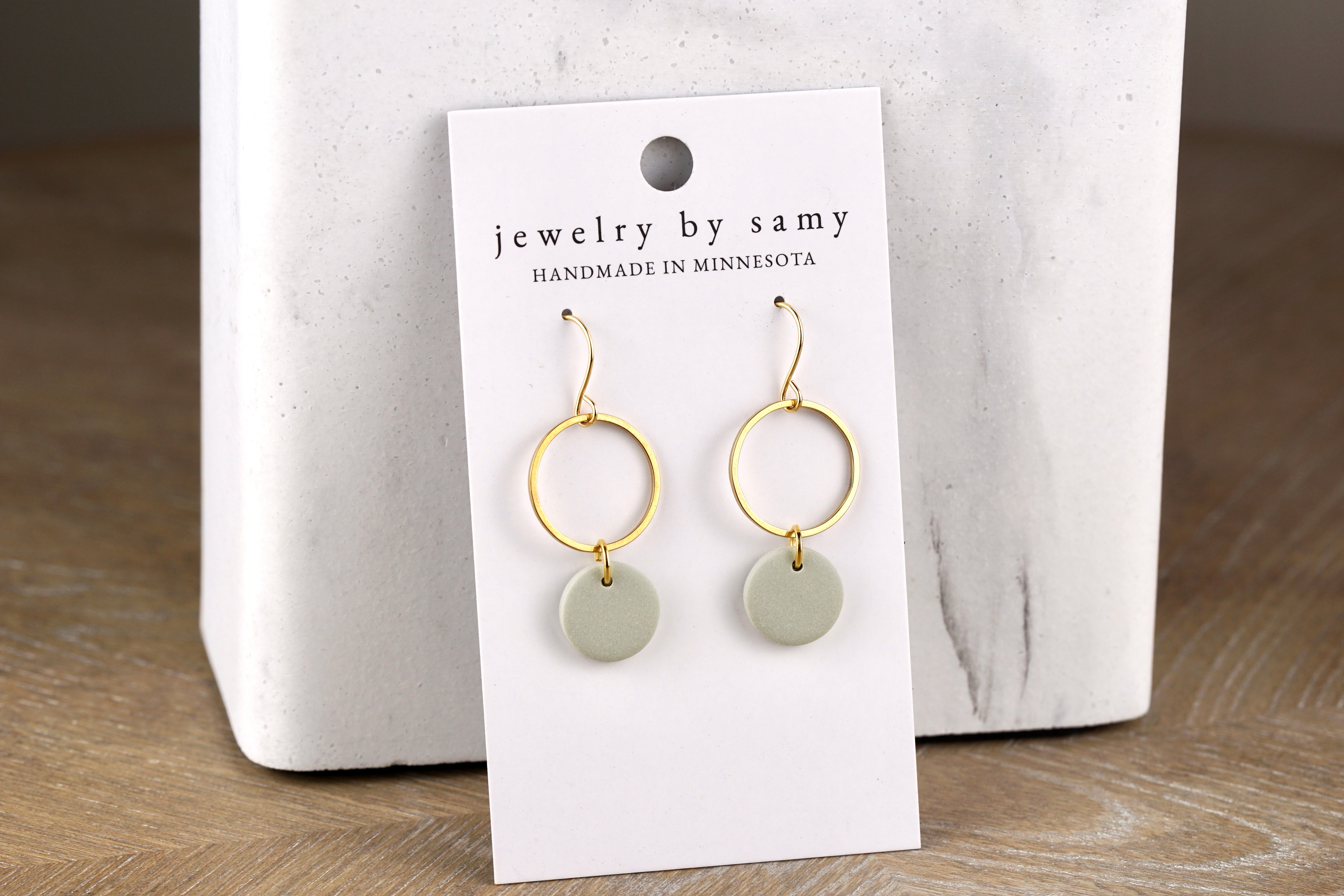 Eucalyptus Clay Dot Earrings