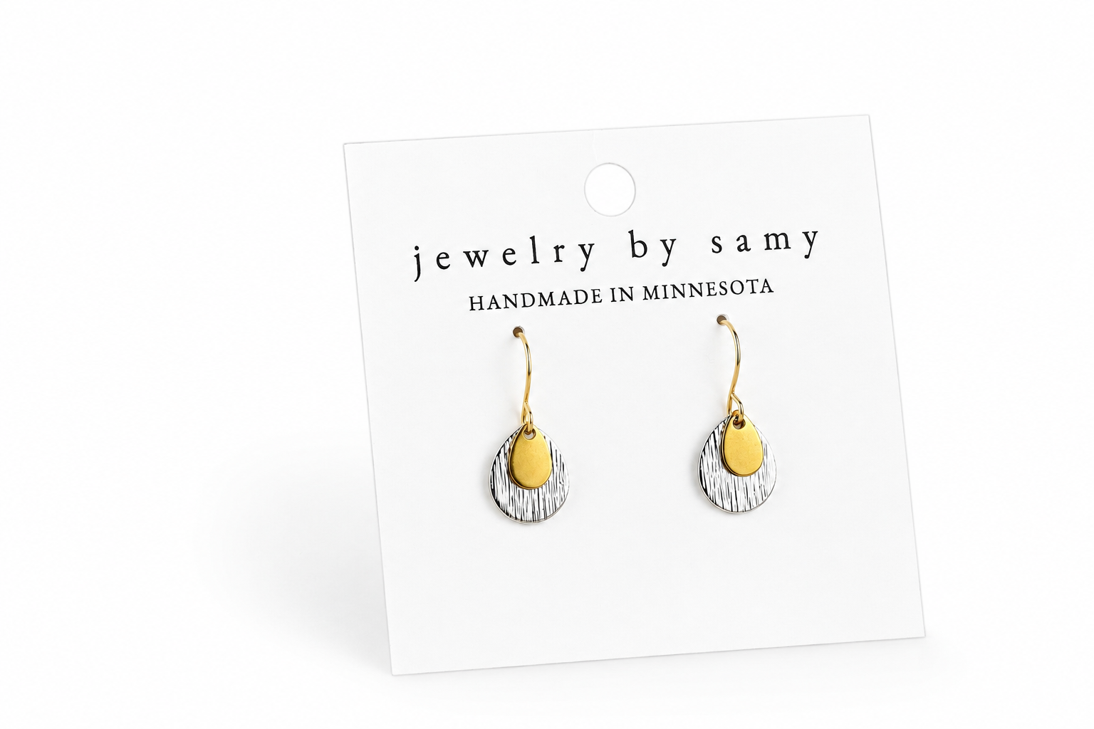 Mixed Metal Stacked Teardrop Earrings