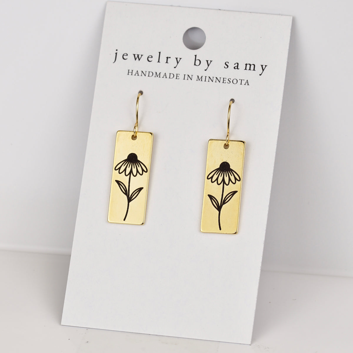 Engraved Coneflower Earrings