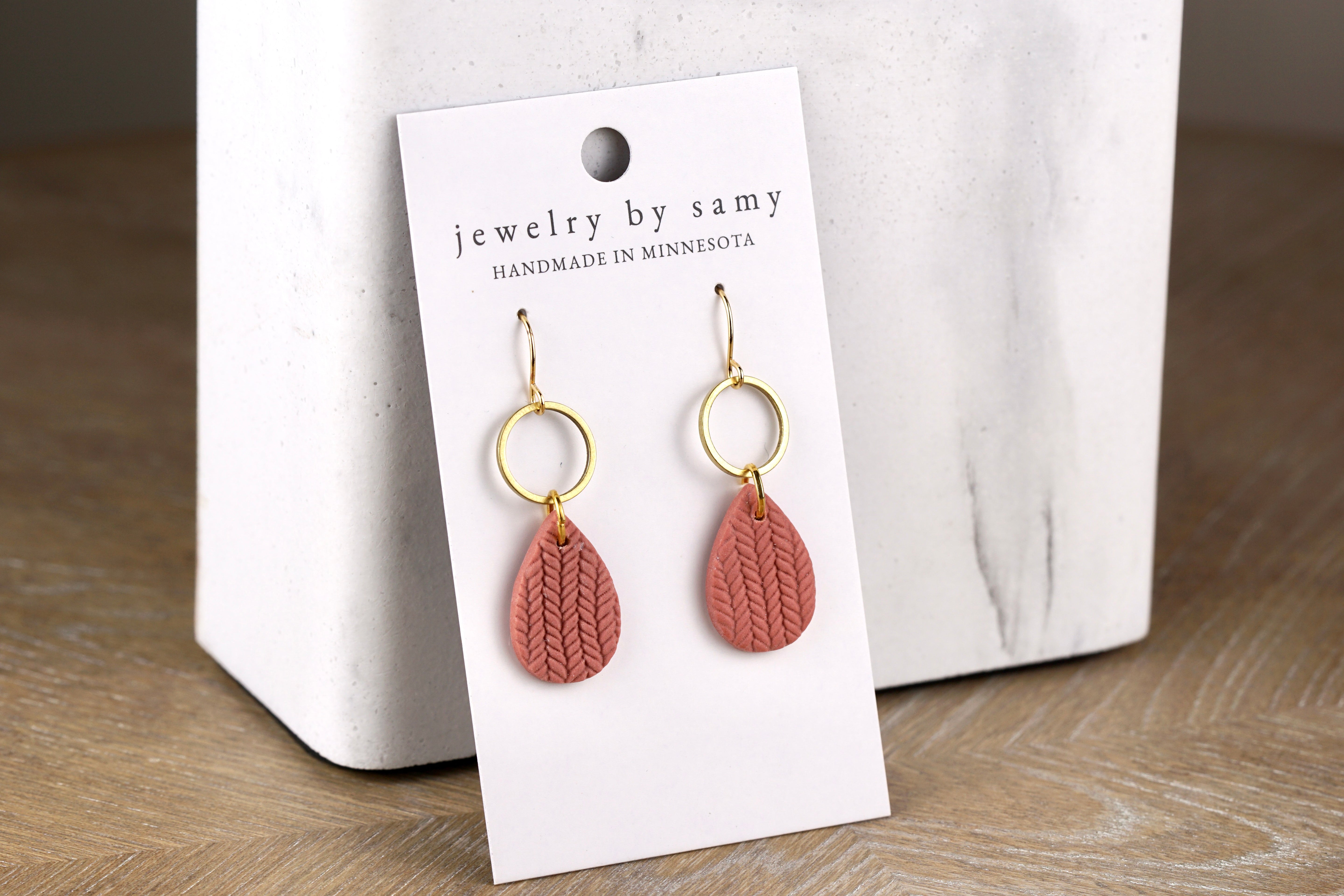 Clay Textured Teardrop Earrings