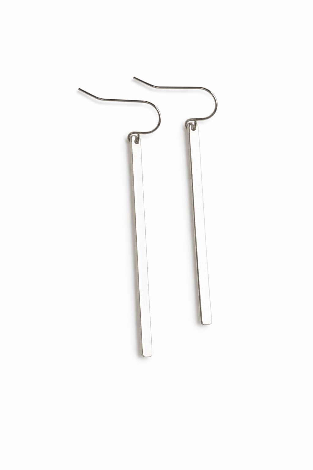 Silver Bar Drop Earrings – Minimalist Jewelry