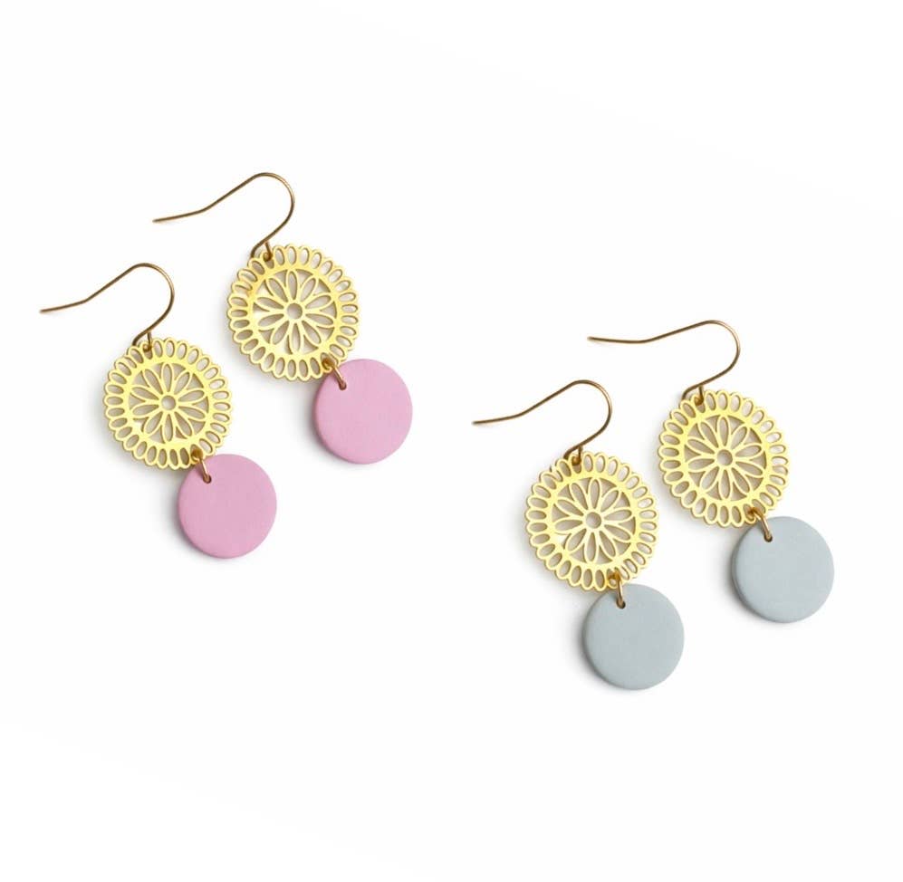 Polymer Clay Mandala Earrings – Floral Drop Jewelry