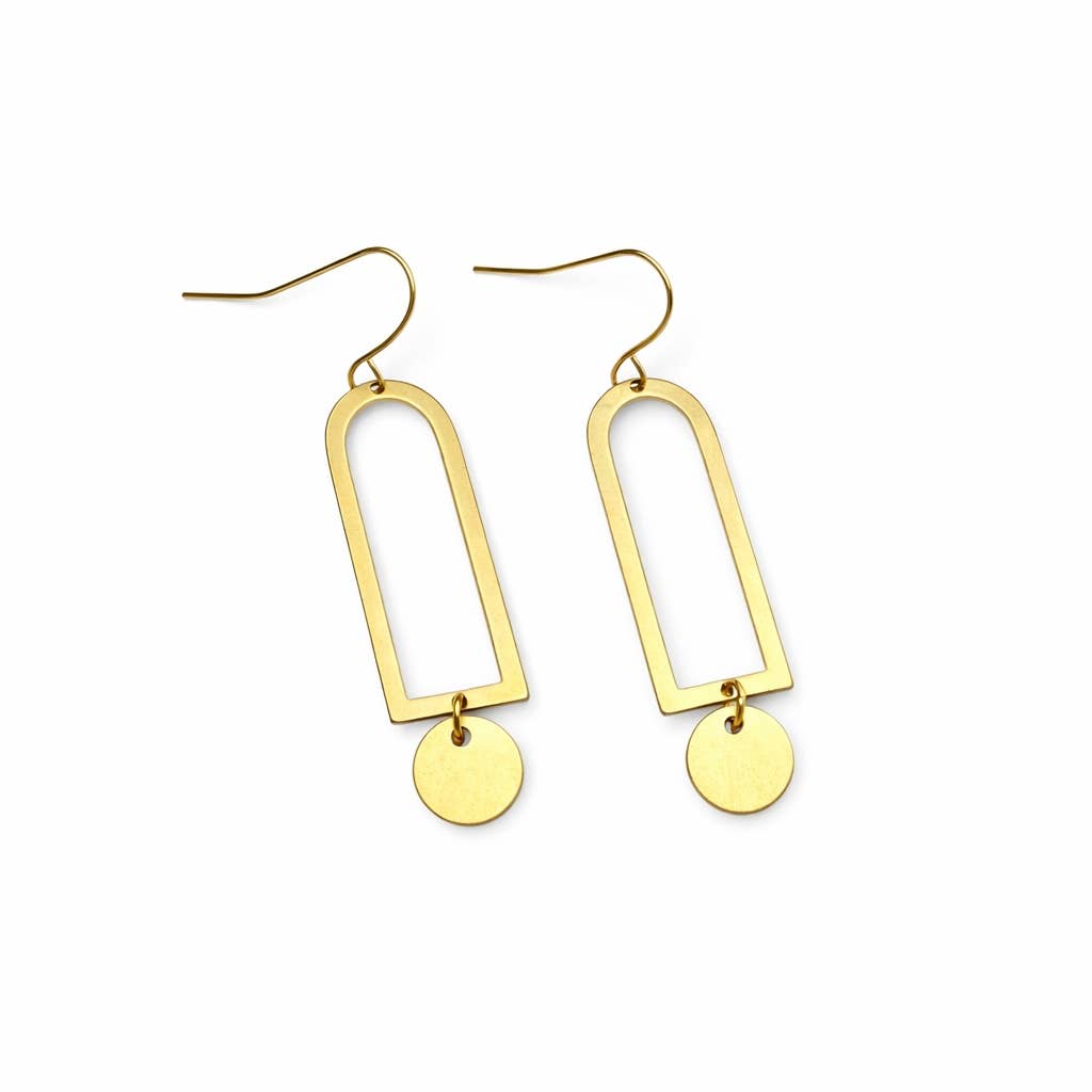 Gold Arch Drop Earrings – Modern Minimal Jewelry