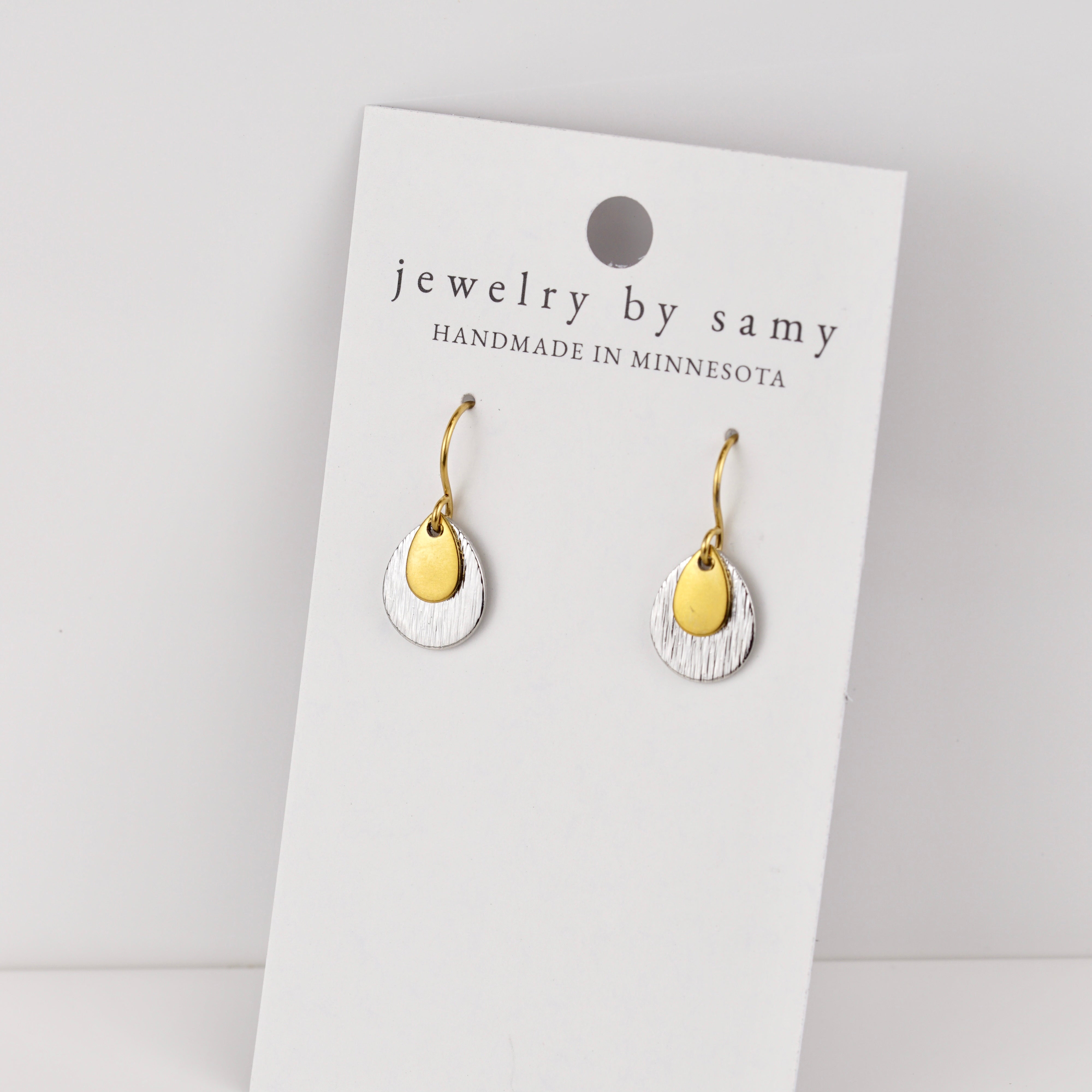 Mixed Metal Stacked Teardrop Earrings