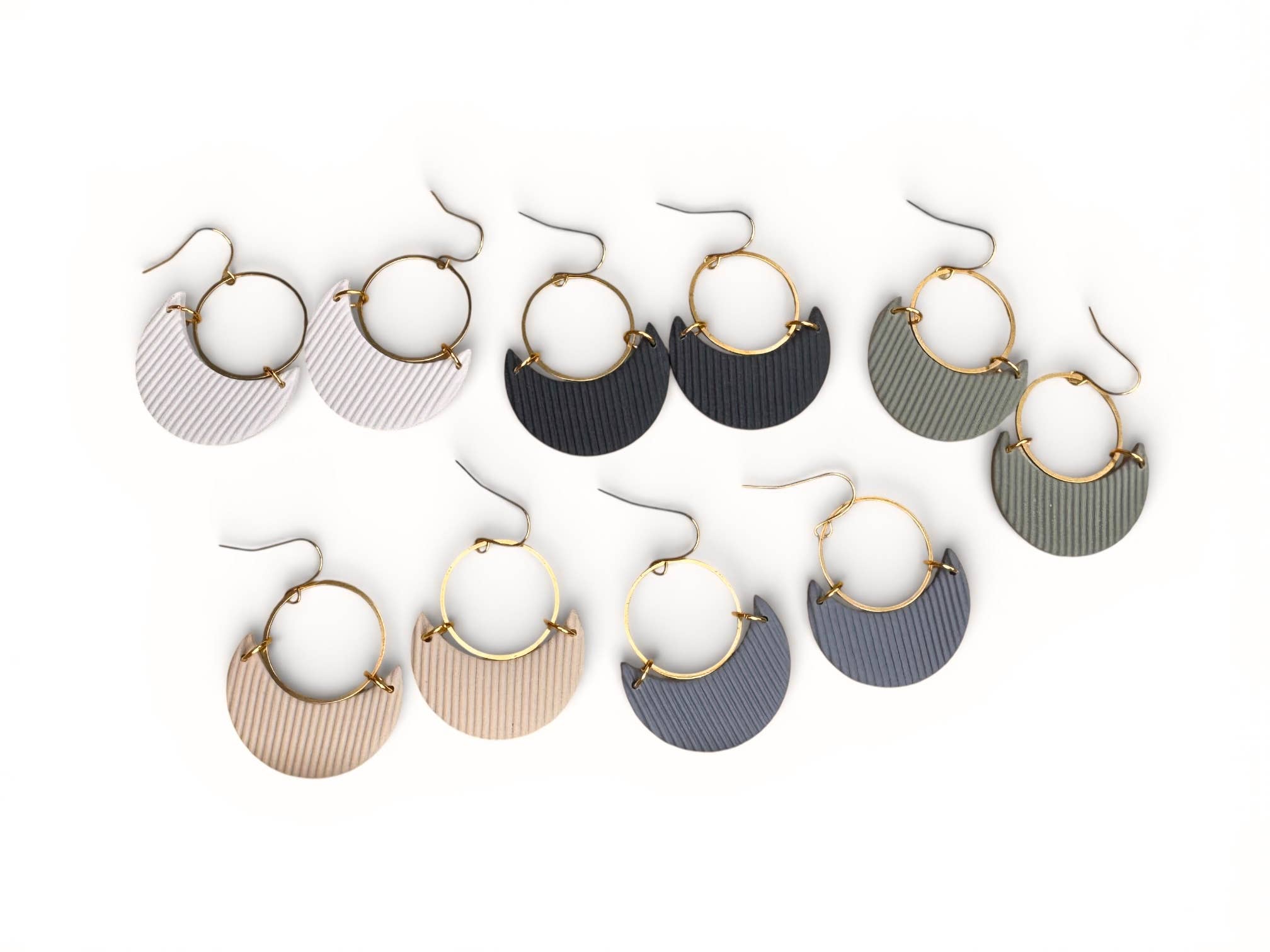 Polymer Clay Crescent Earrings – Lightweight Jewelry