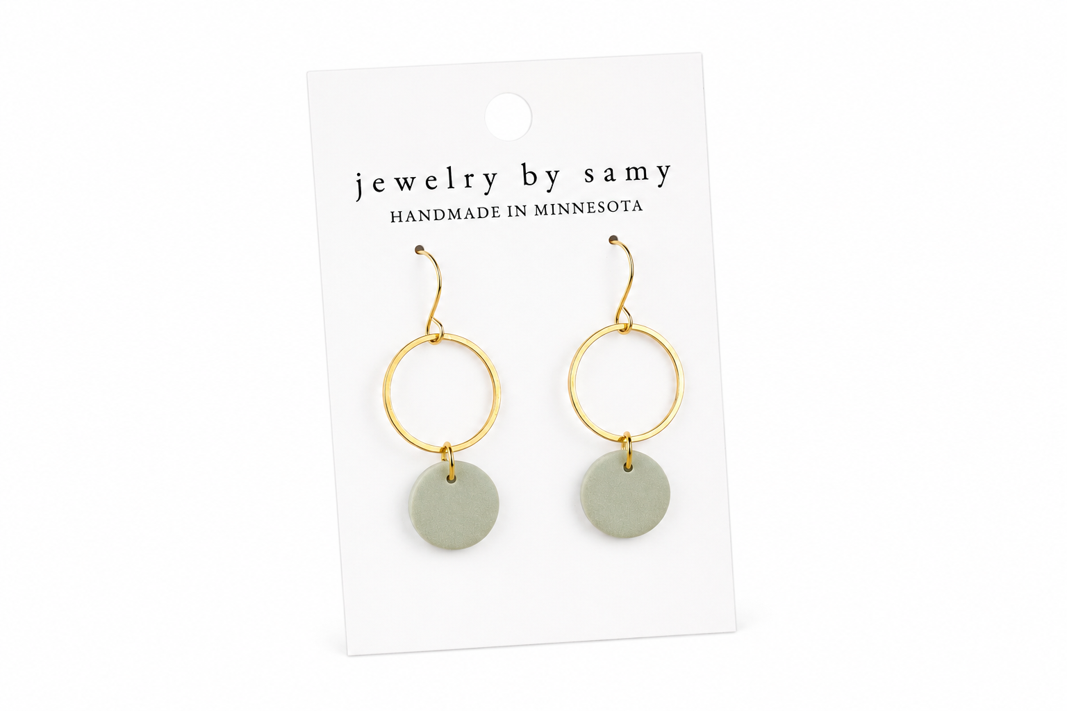 Eucalyptus Clay Dot Earrings