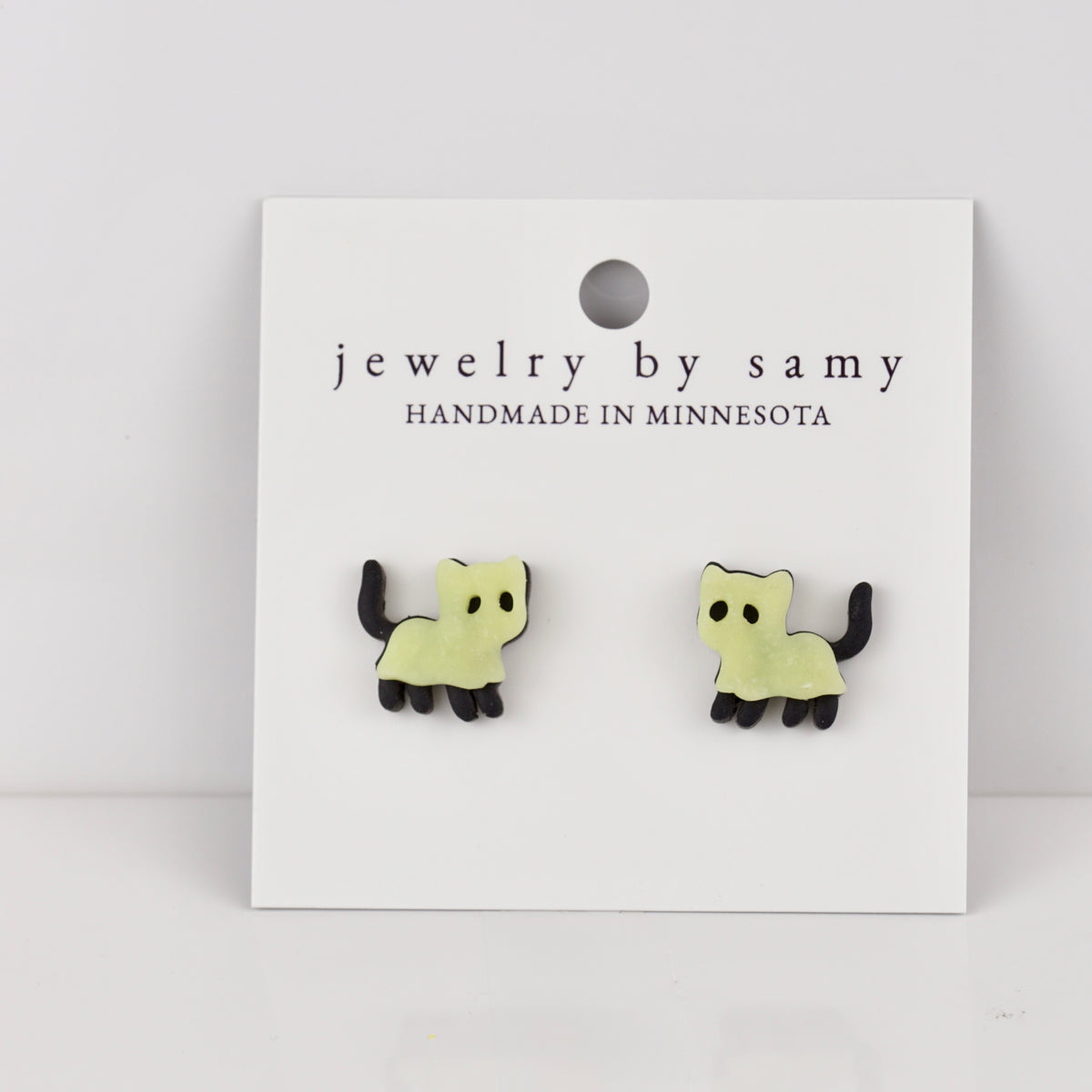 Spooky Ghost Kitty Stud Earrings