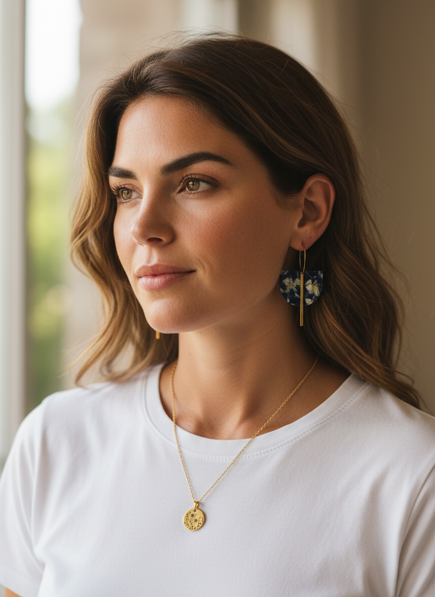 Navy Acrylic Hoop Earrings