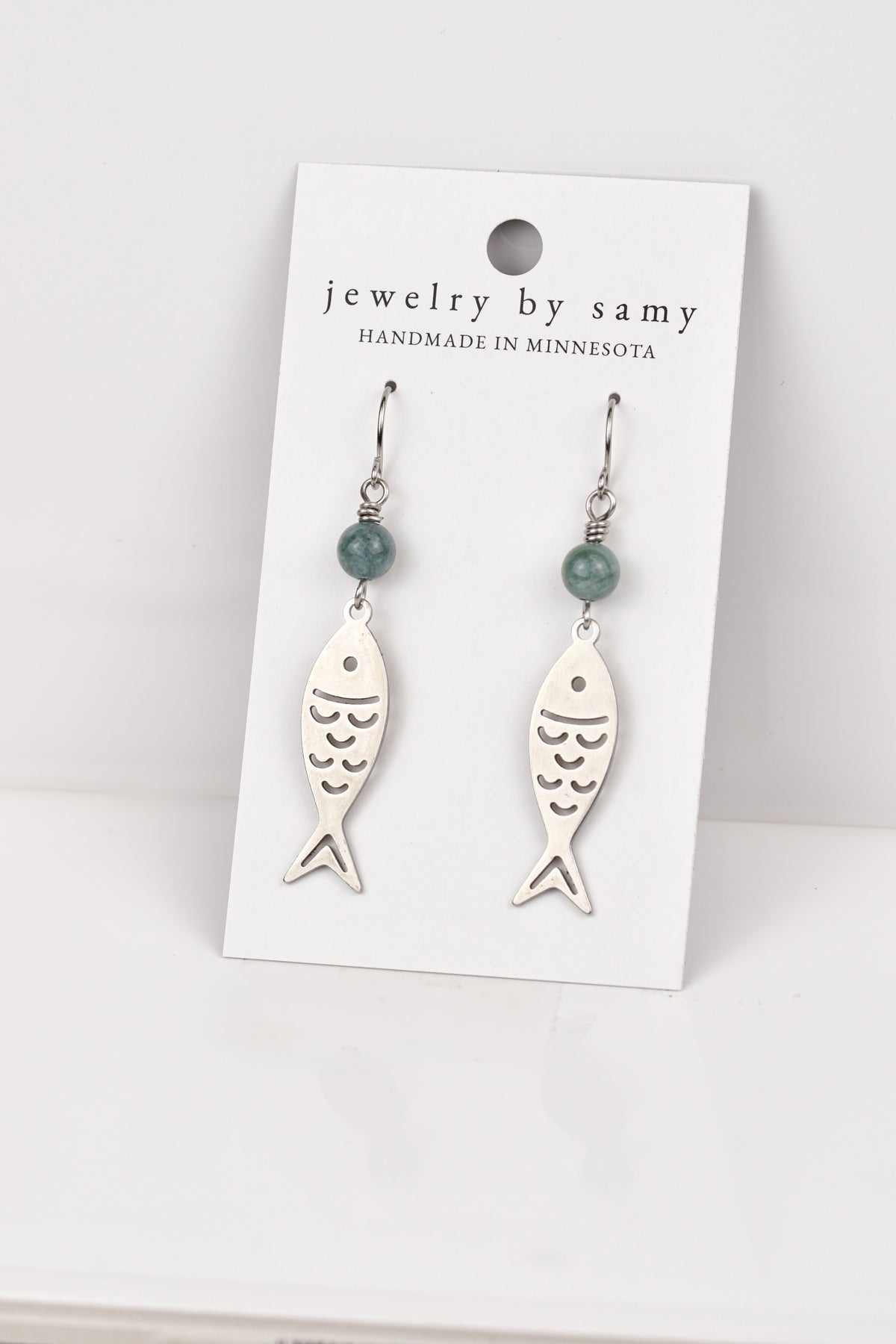 Gold Beaded Fish Earrings