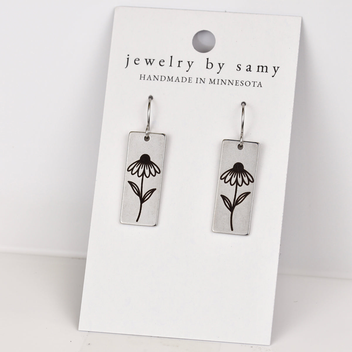 Engraved Coneflower Earrings
