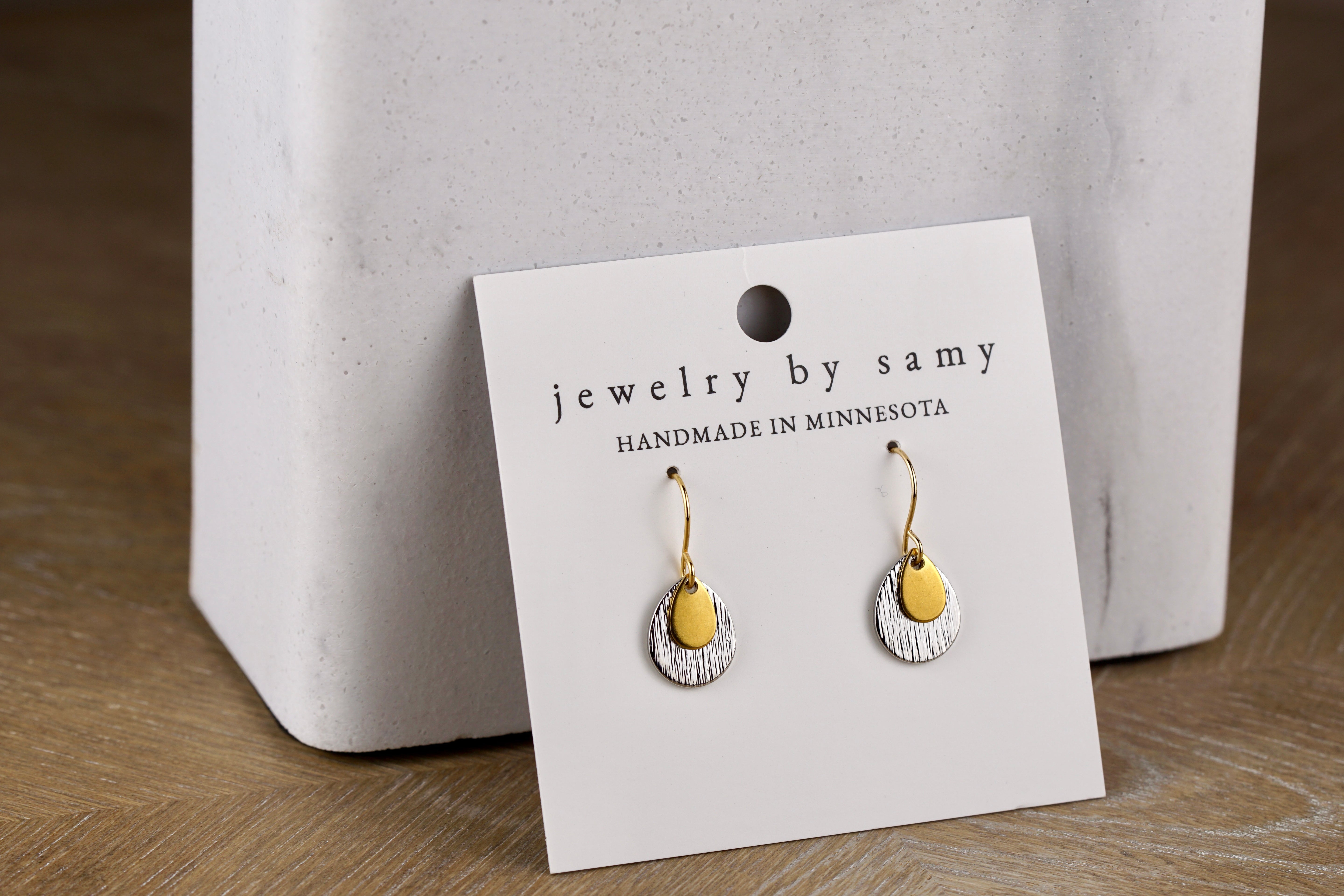Mixed Metal Stacked Teardrop Earrings