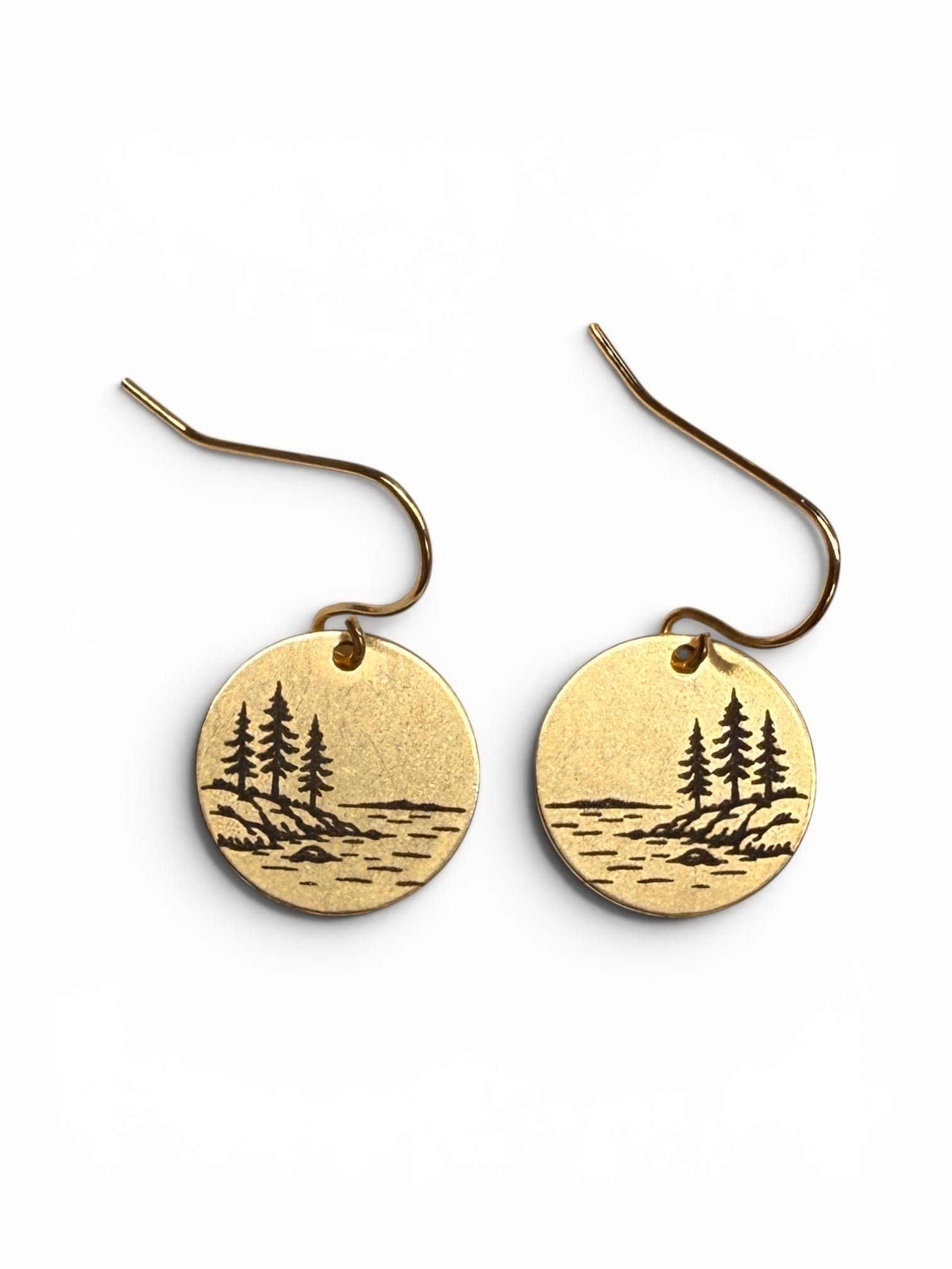 Coastal Pine Tree Engraved Earrings 