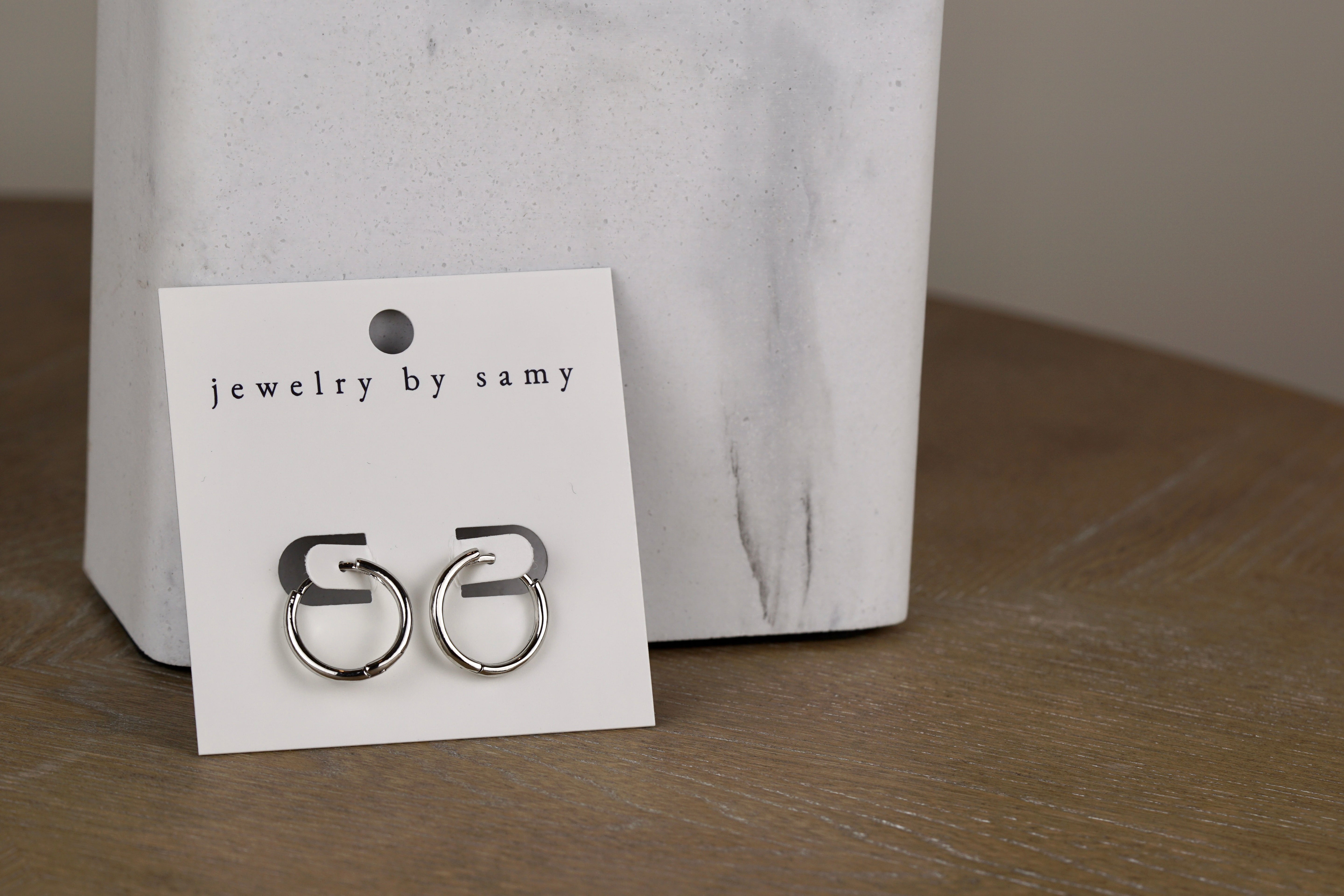 Silver Round Huggie Hoop Earrings