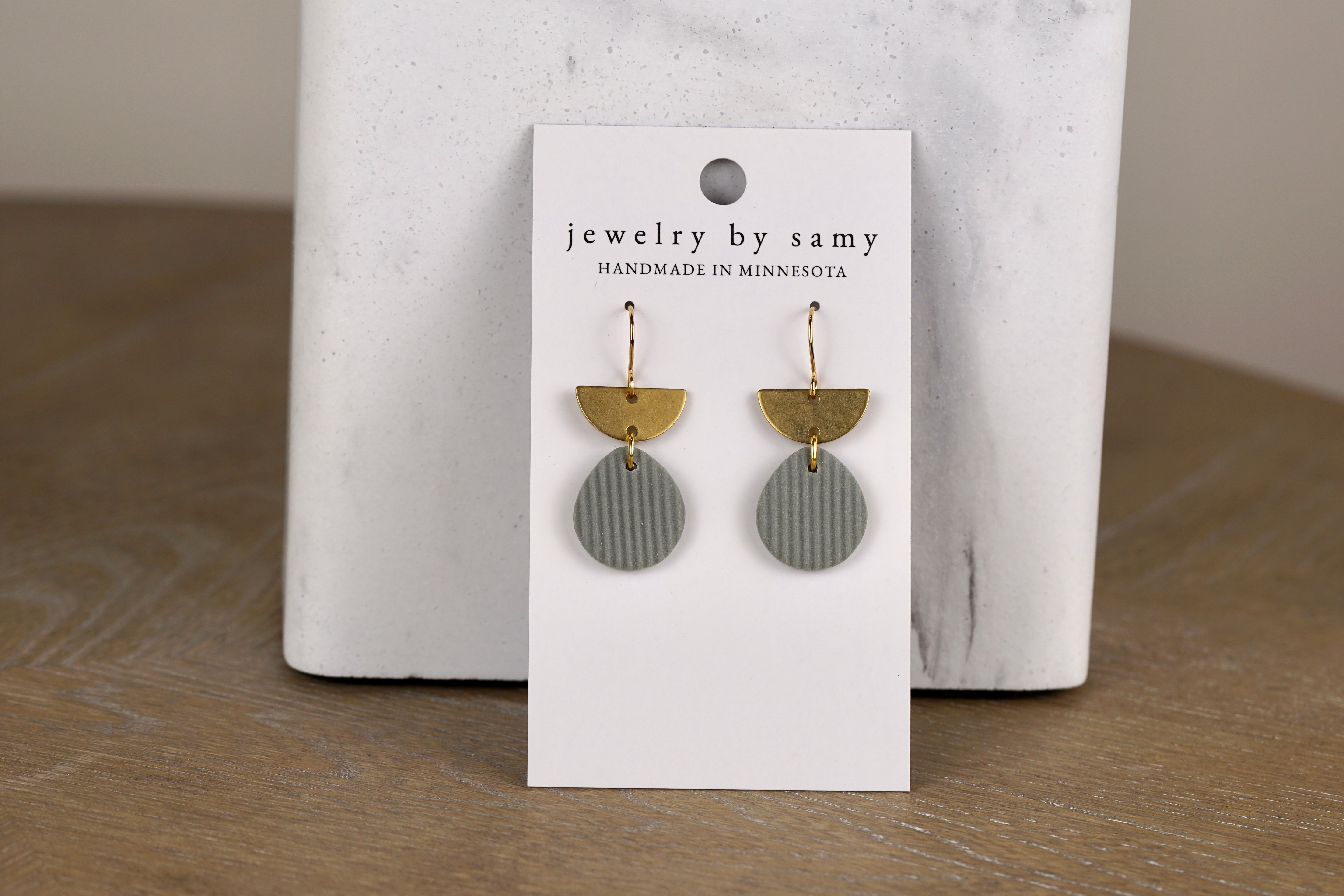 Striped Clay Teardrop Earrings