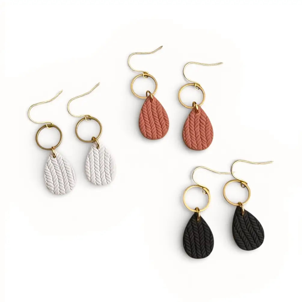 Clay Textured Teardrop Earrings
