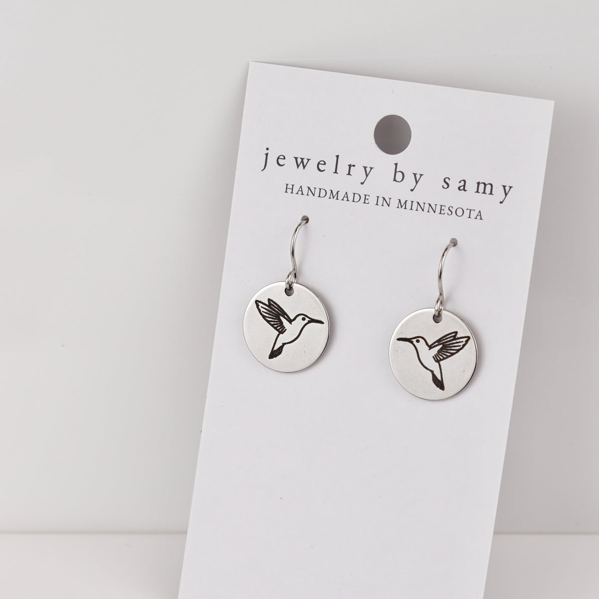 Engraved Hummingbird Earrings