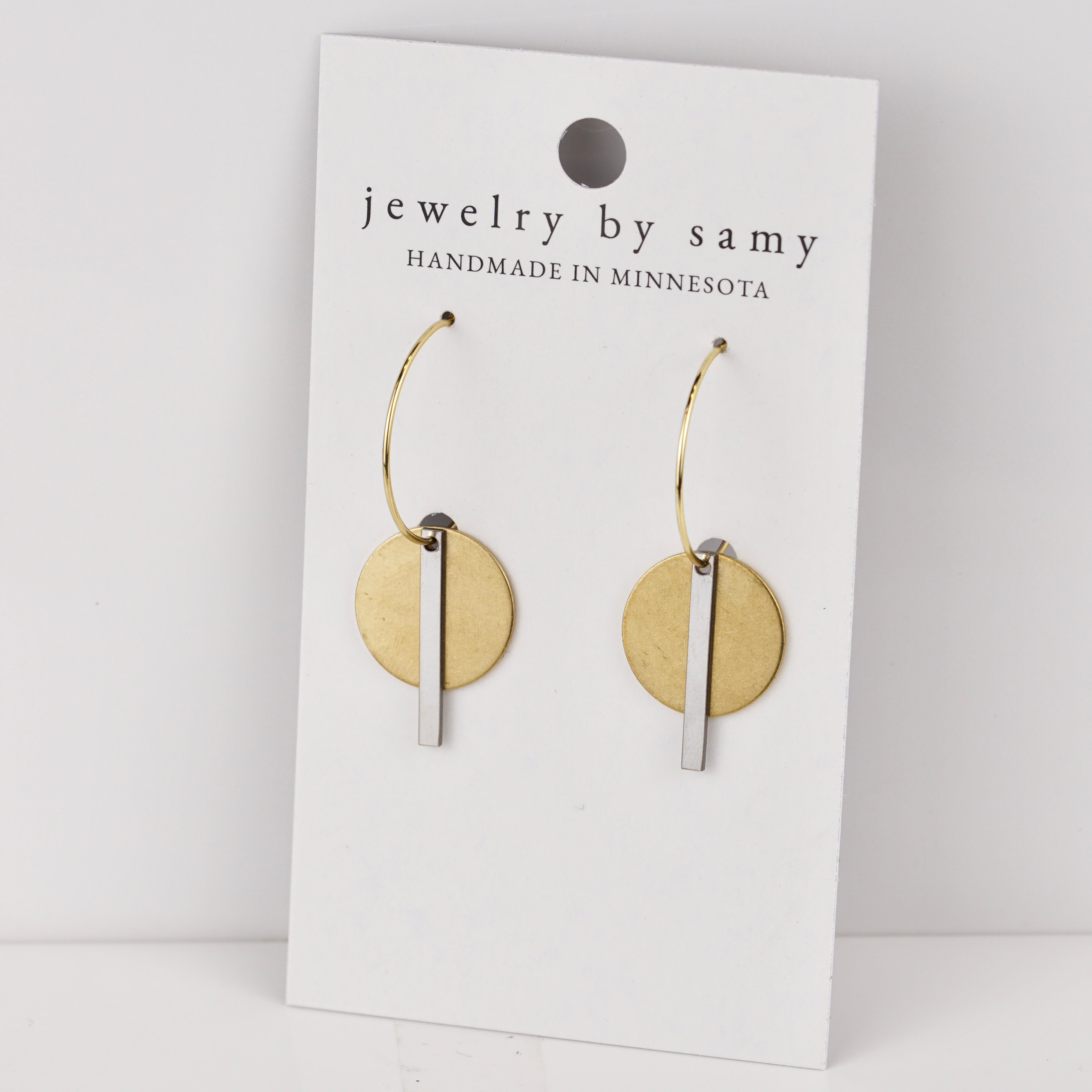 Mixed Metal Circle & Bar Hoop Earrings