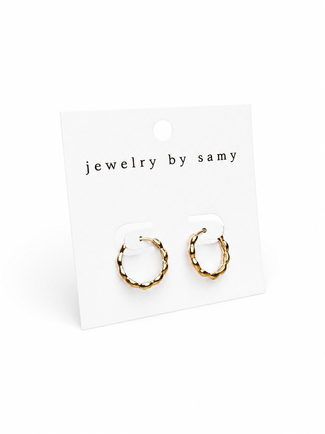 Gold Scalloped Huggie Hoops