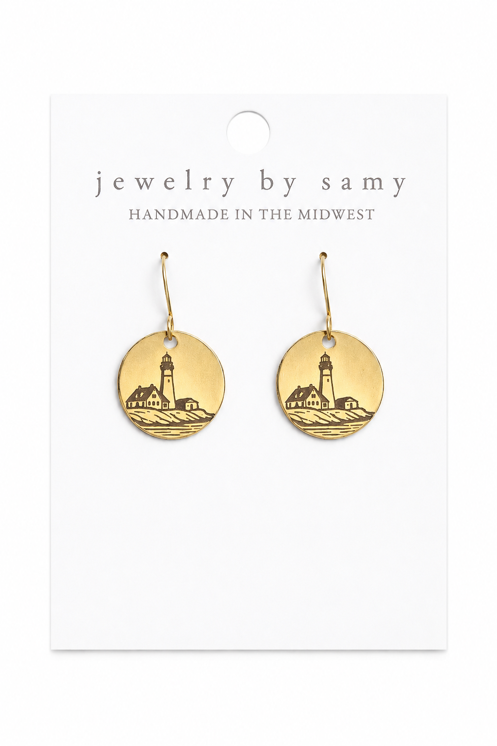 Engraved Portland Head Lighthouse Earrings