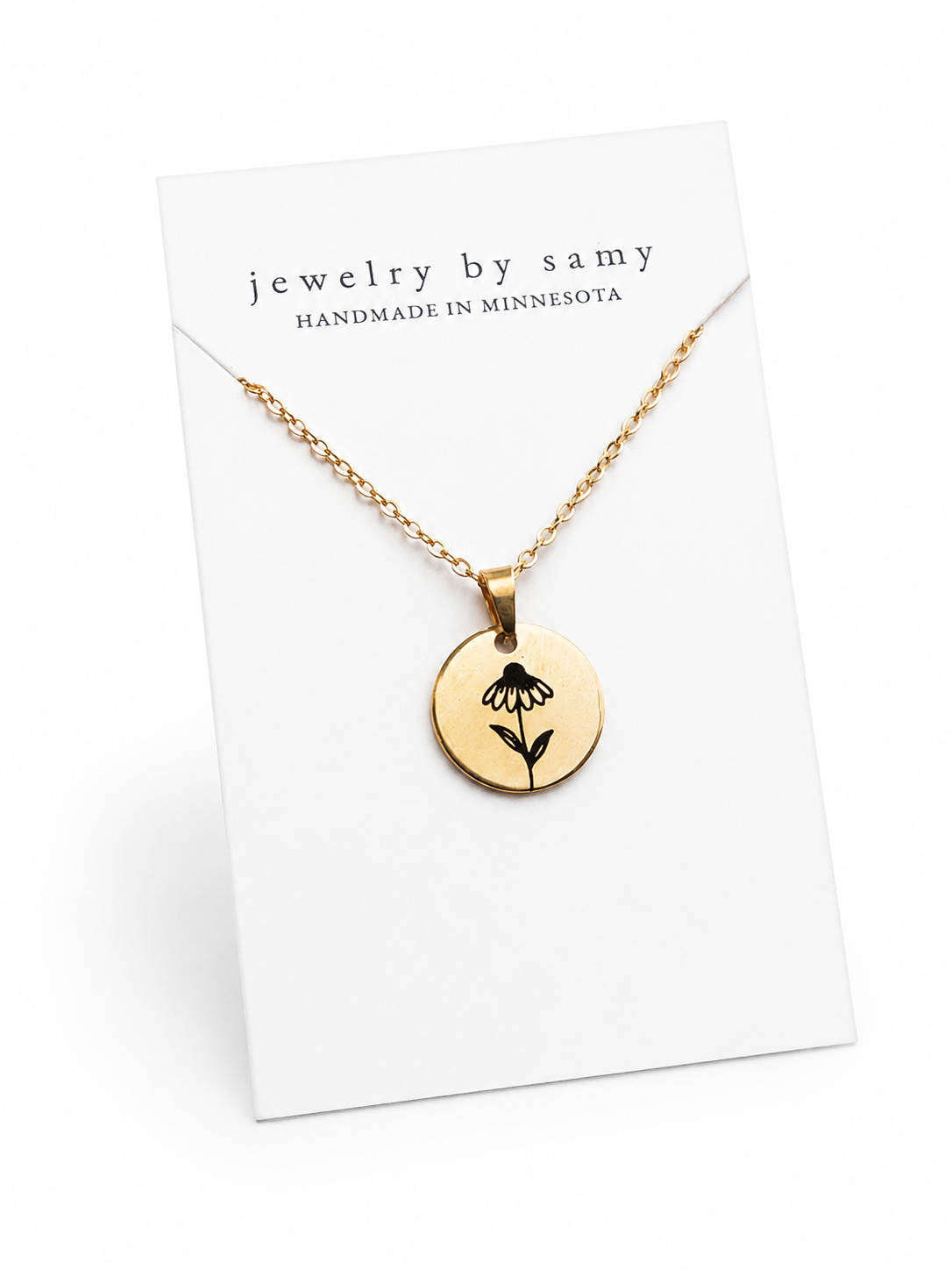Engraved Coneflower Necklace