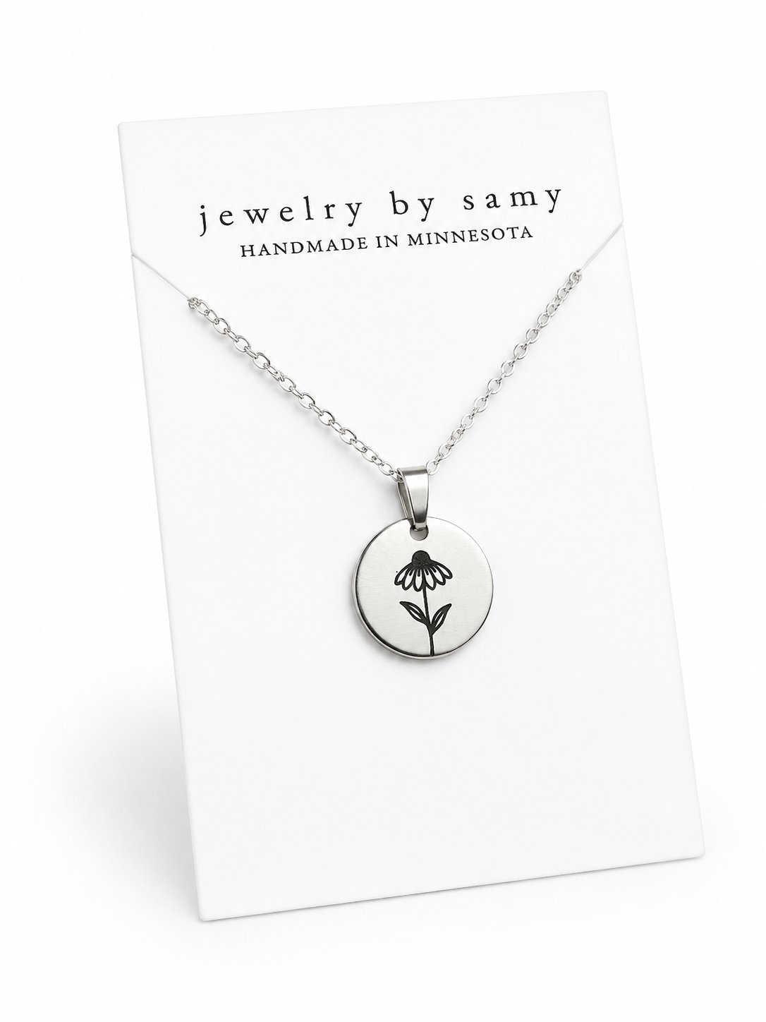 Engraved Coneflower Necklace