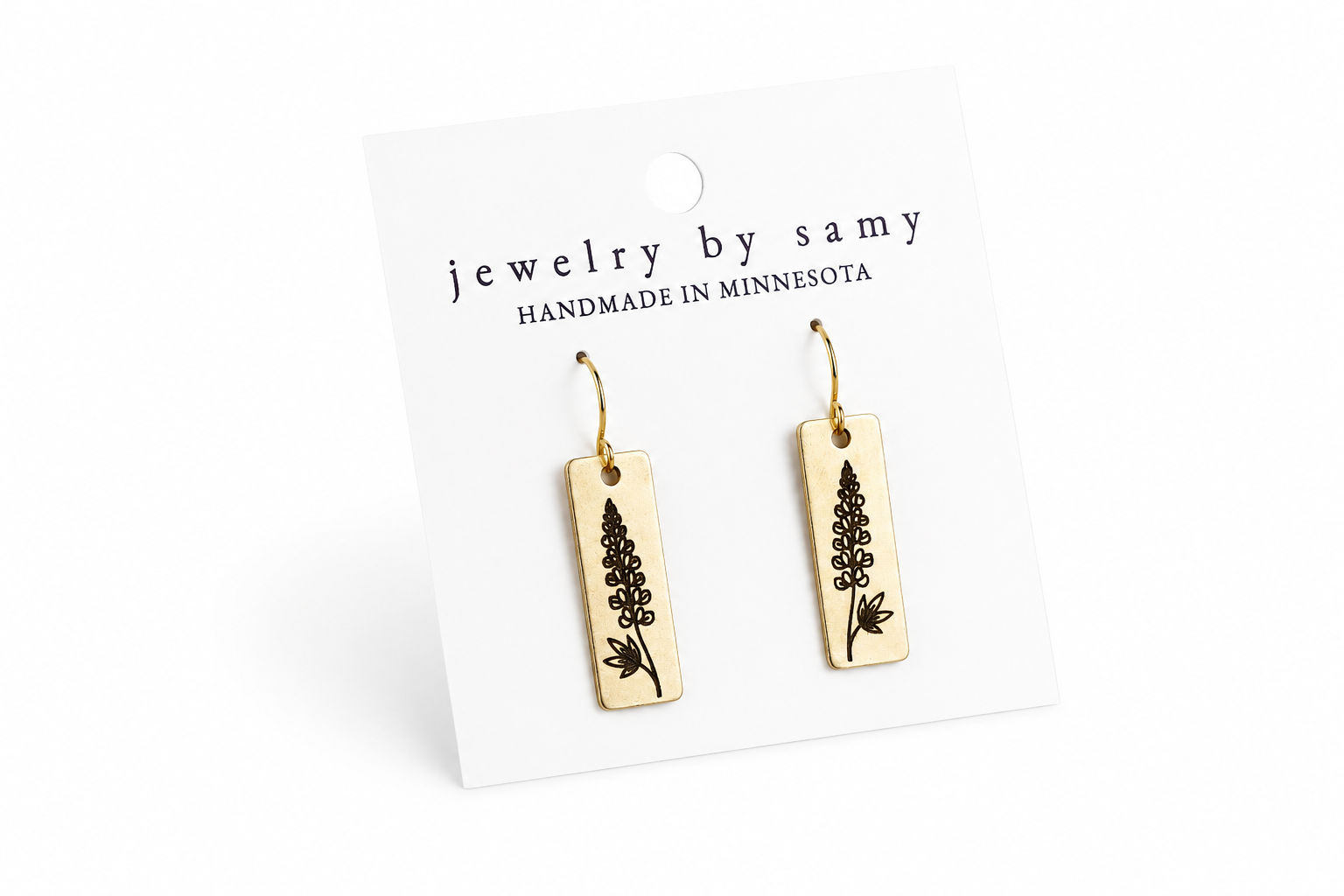 Engraved Lupine Wildflower Earrings