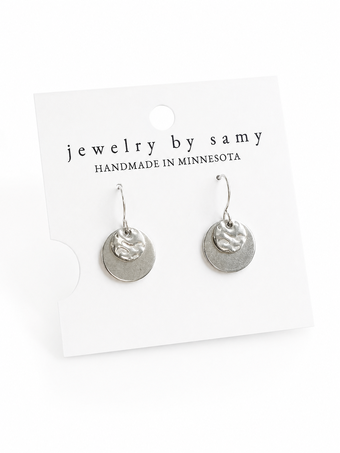Silver Layered Disc Earrings
