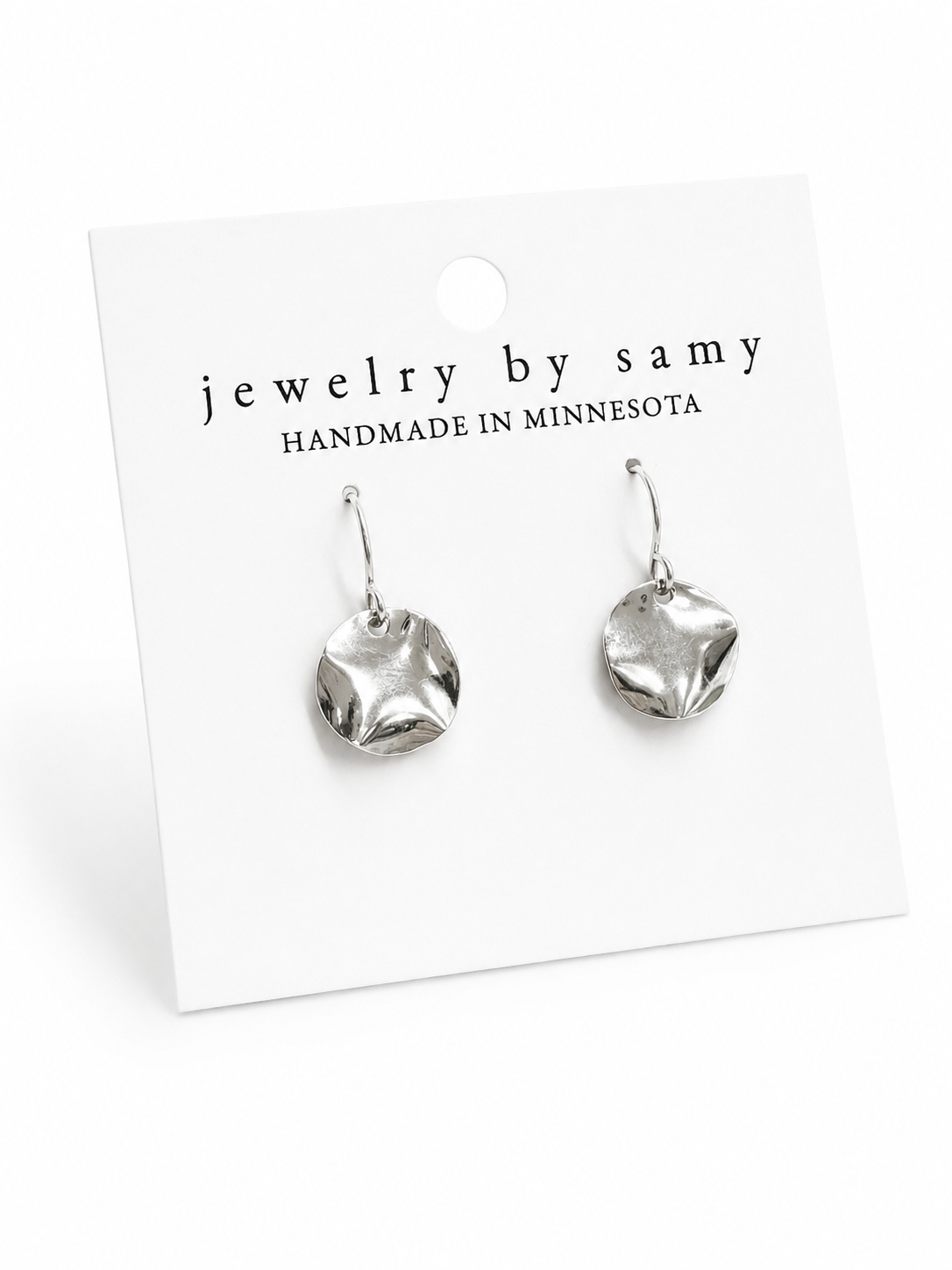 Silver Wavy Disc Earrings