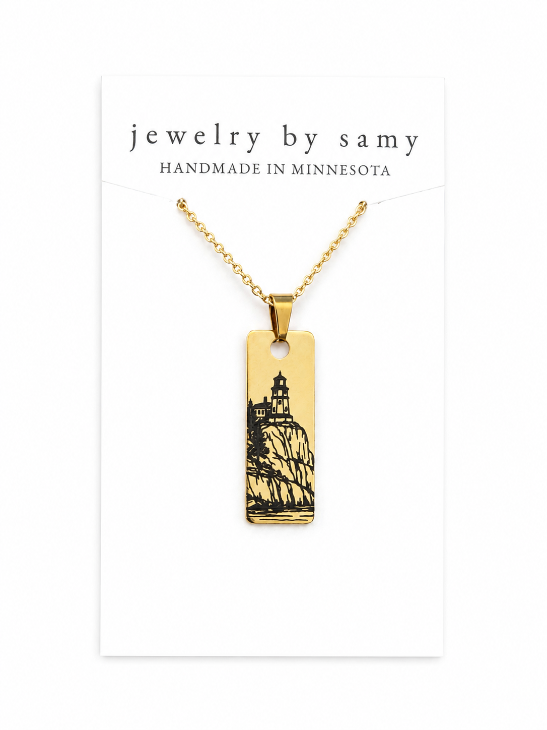 Engraved Split Rock Lighthouse Necklace