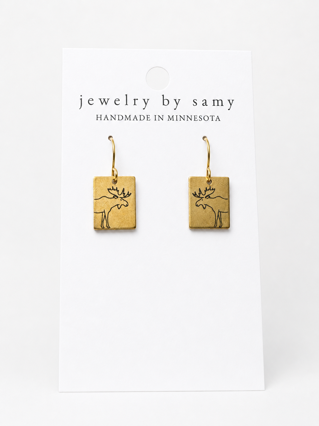 Engraved Moose Outline Earrings