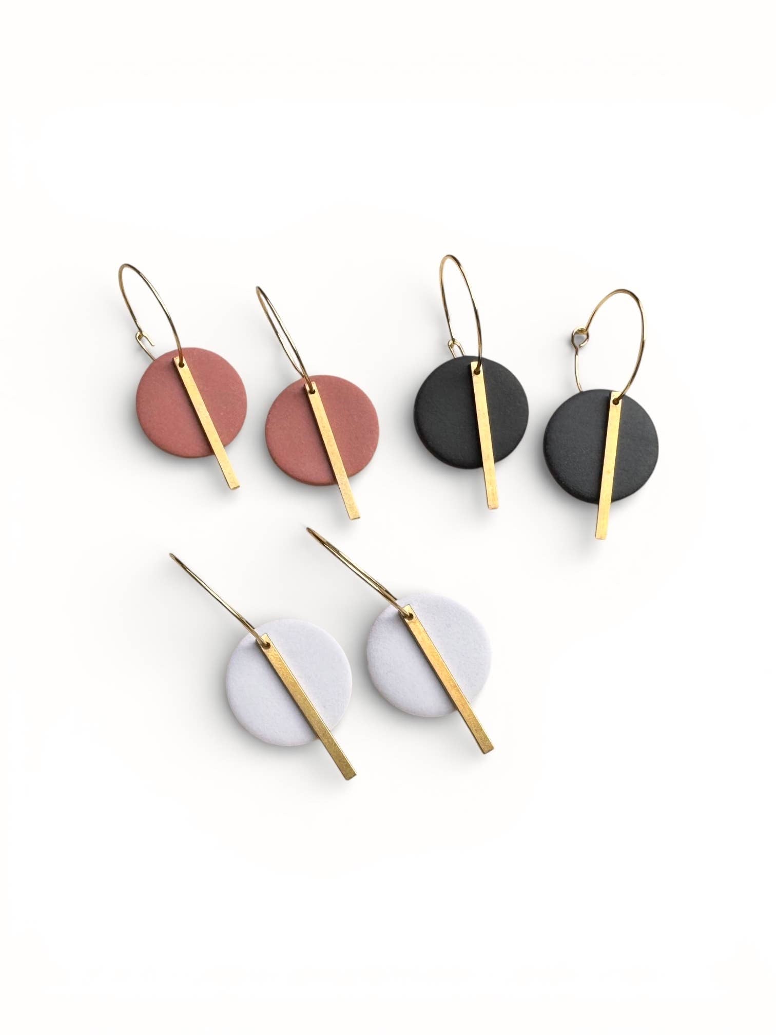 Polymer Clay Hoop Earrings – Lightweight Bar Design