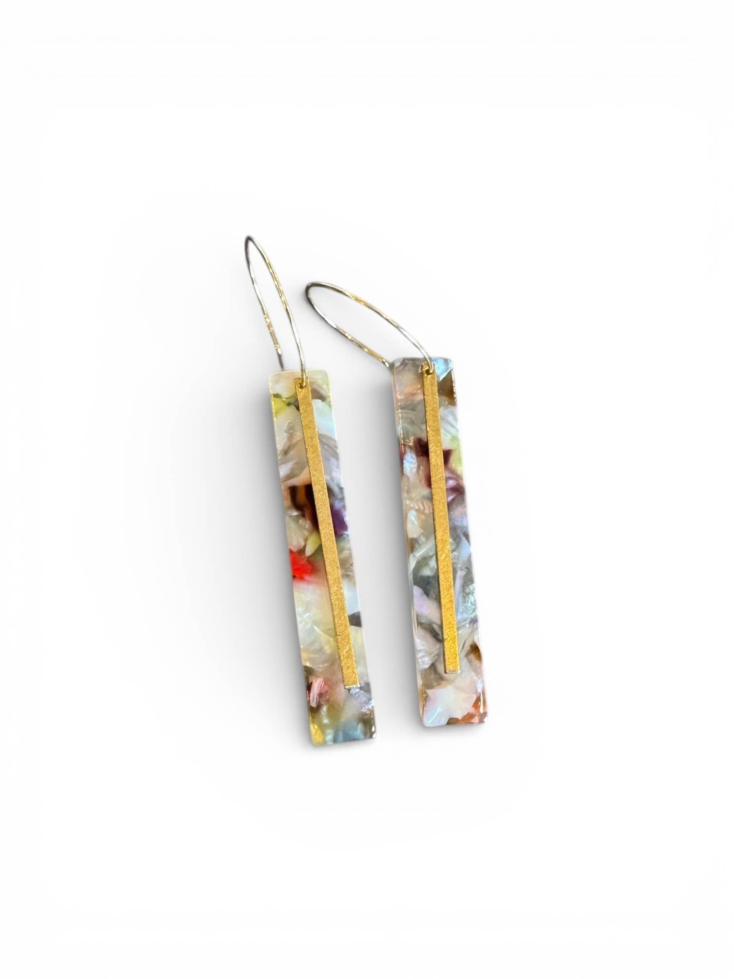 Marbled Acrylic Bar Drop Earrings - Colorful Hoop Earrings