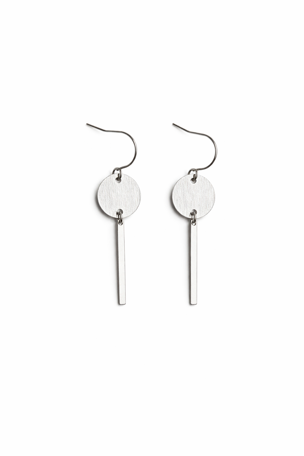 Silver Dot Bar Drop Earrings – Minimalist Jewelry