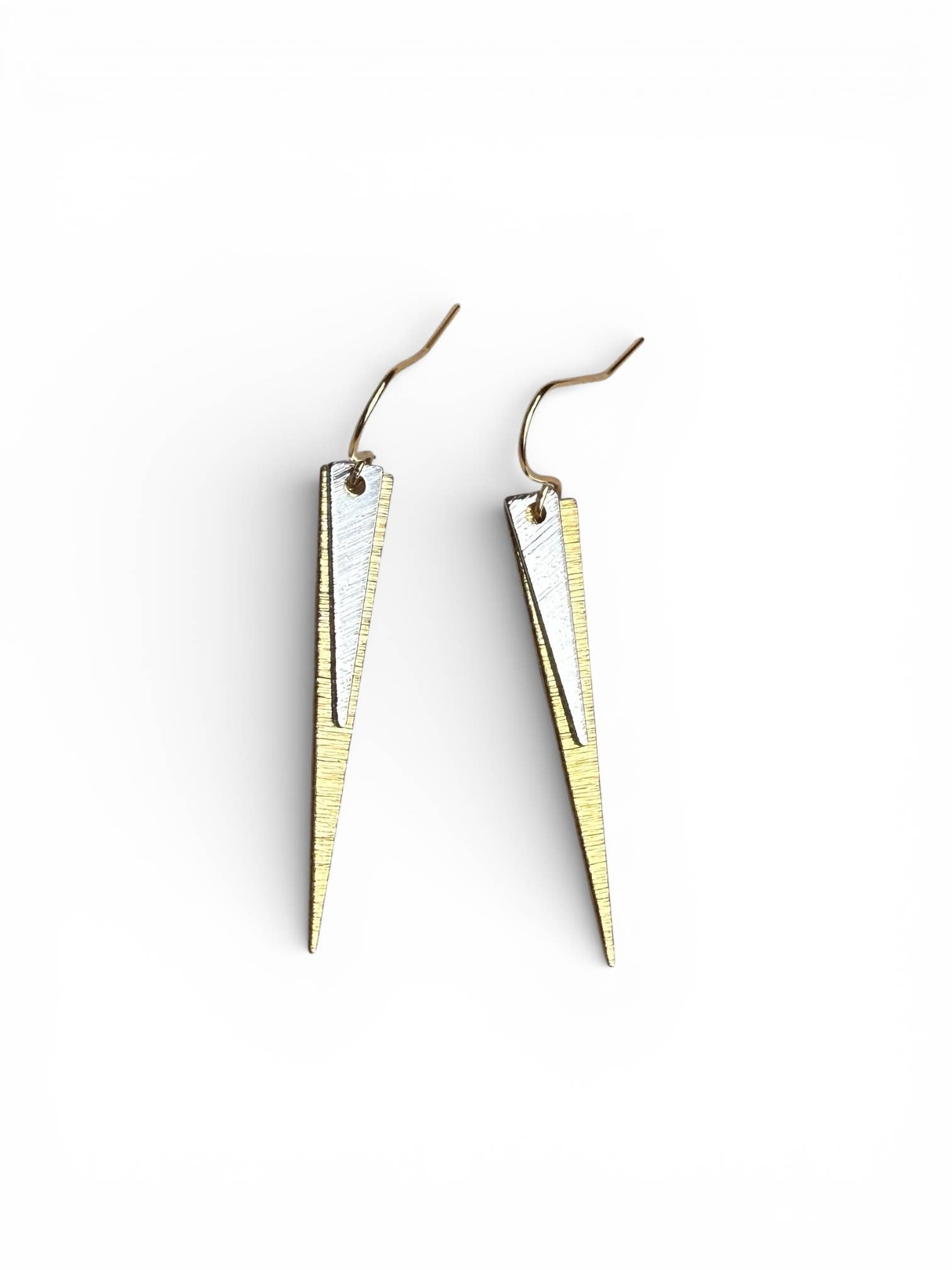 Mixed Metal Dagger Earrings – Gold Silver Statement Jewelry