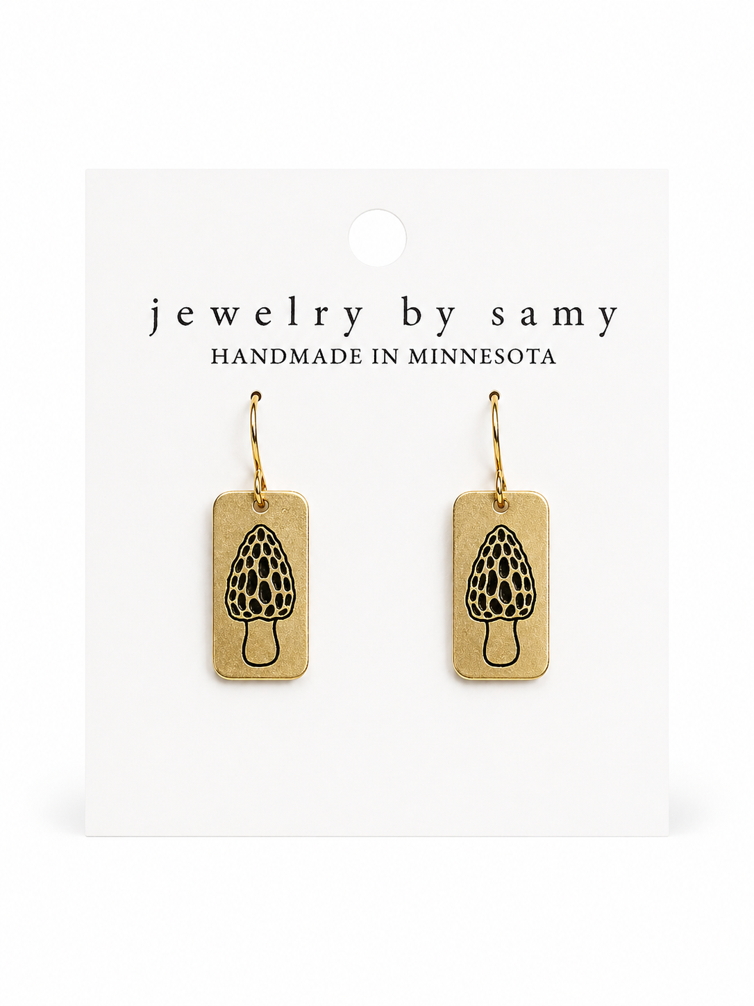 Morel Mushroom Engraved Earrings – Nature Jewelry