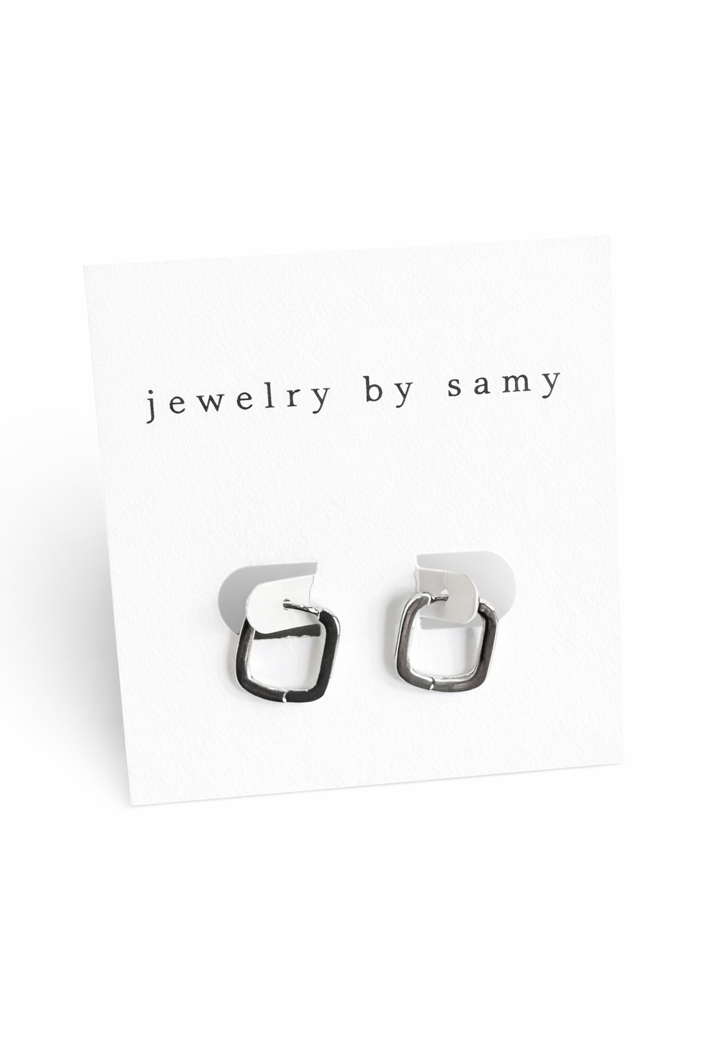 Silver Square Huggie Hoop Earrings – Dainty Jewelry